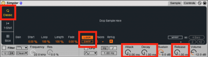 These are the settings you need to set for Ableton Lives Simpler for looping