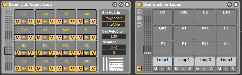 Play Loops in Ableton Live Drum Racks.