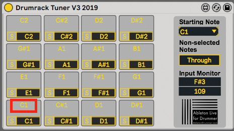 midi pitch note ableton live drumrack tuner
