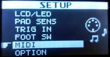 Select Setup of Roland SPD-SX