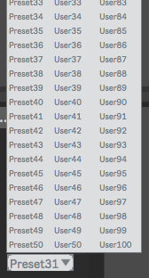 Menu for selecting different kit on yamaha multipad 12 in Ableotn Live.