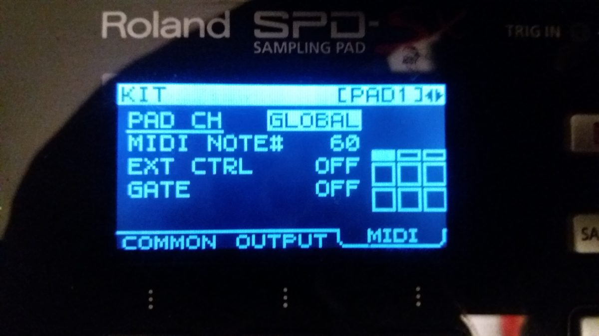 Set MIDI channel and pitch on SPD-SX