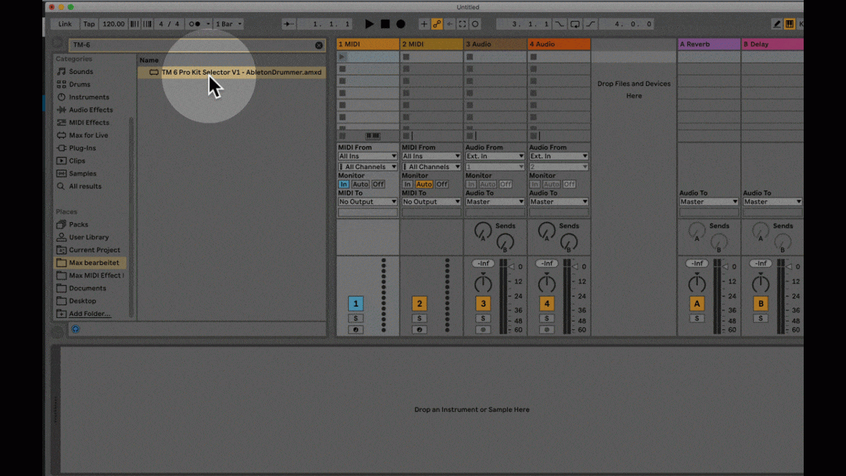 Select the MIDI from in Ableton Live