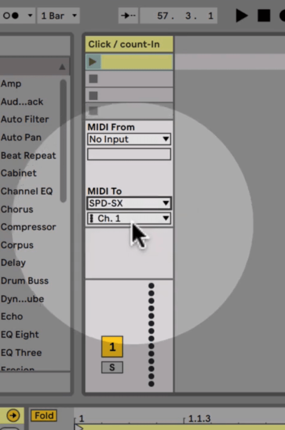 Route Ableton to SPD-SX