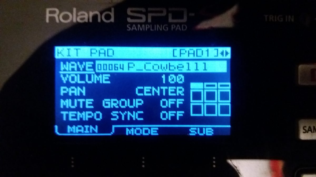 Pad selection of SPD-SX