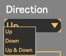 Direction Up or Down for triggereing value and parameter changes in Ableton Live