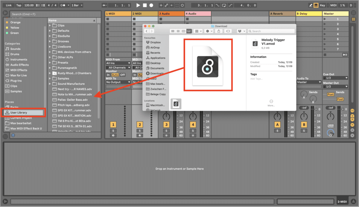 Import Max for Live devices into your User Library in to Ableton Live