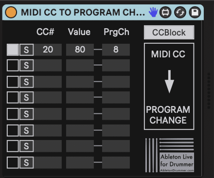 Convert MIDI CC to MIDI PRG CH.