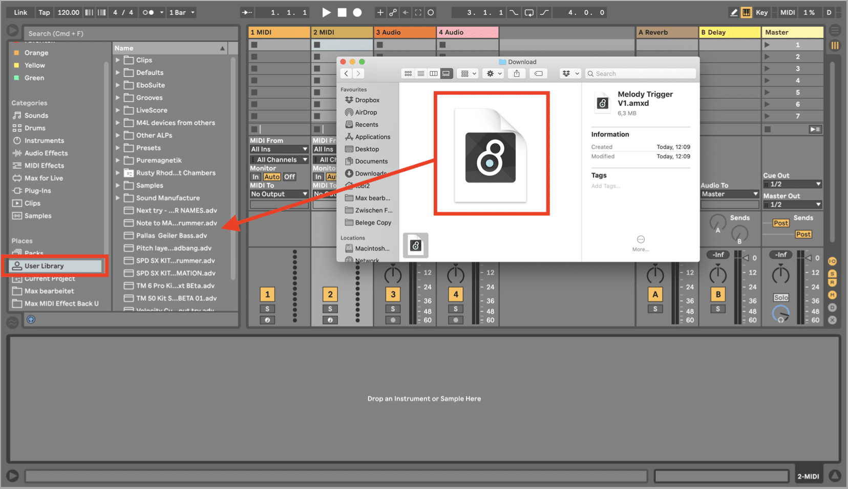 where to install ableton live packs