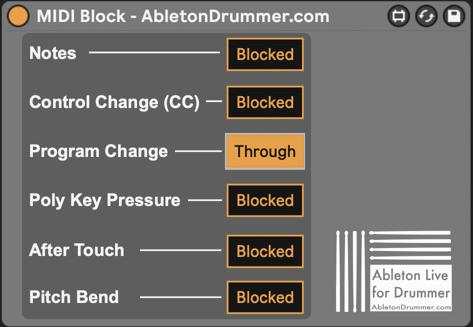 Block MIDI messages in Ableton Live via Max for Live
