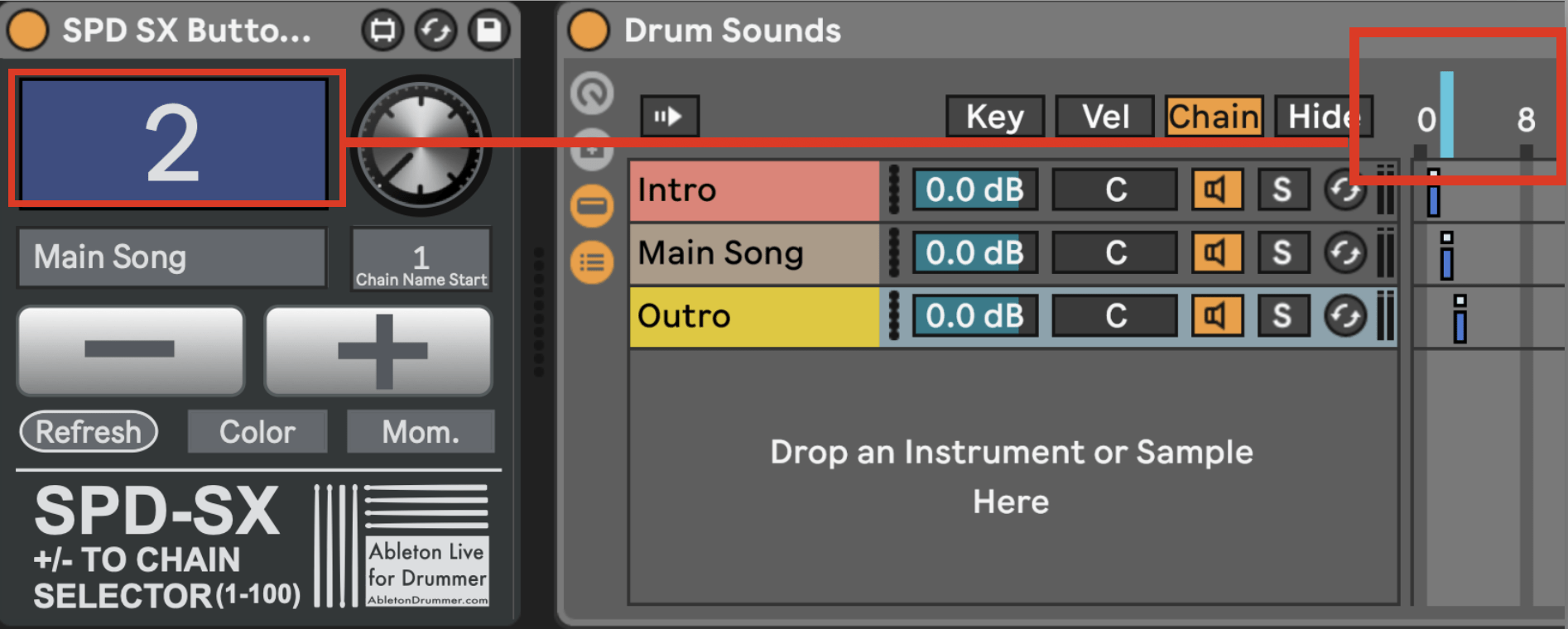 SPDSXCHAINSELECTORABLETONLIVE ABLETON DRUMMER