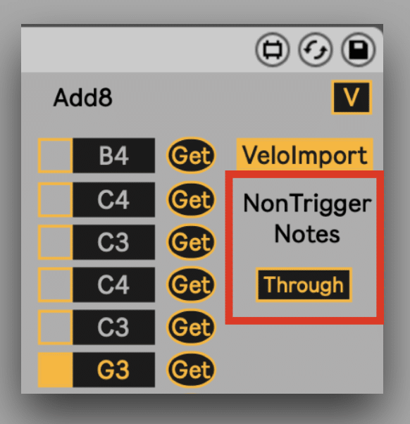 Select notes to pass through this Max for Live device or not.