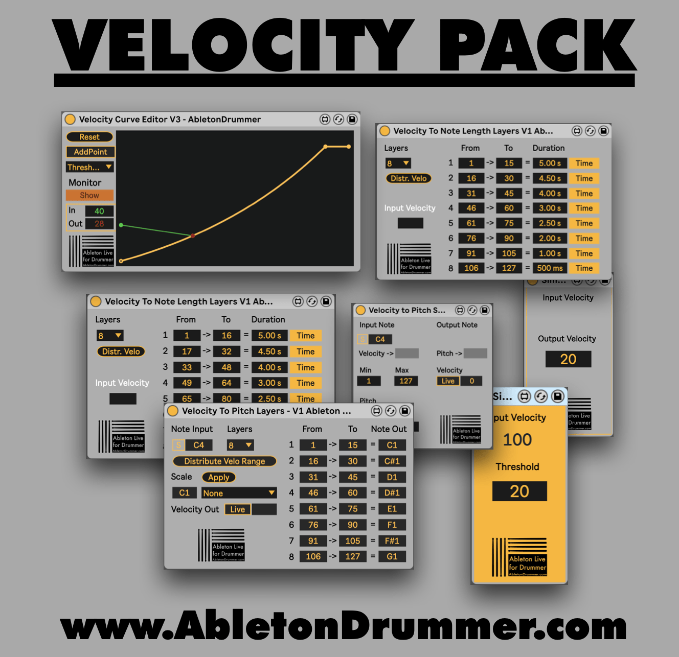 Get the Velocity control devices pack for Ableton Live