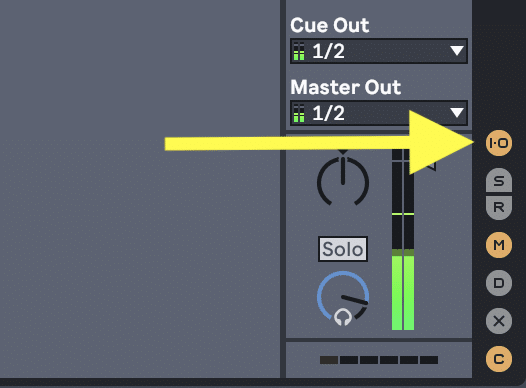 Select in and out view in Ableton Lives to be visible for routing audio.