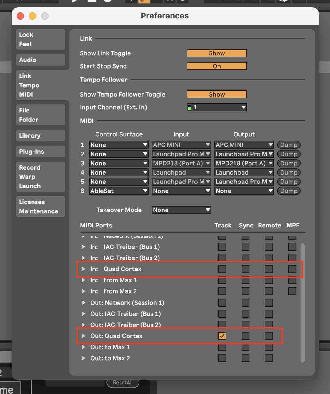 Using the Quad Cortex with Ableton Live via MIDI