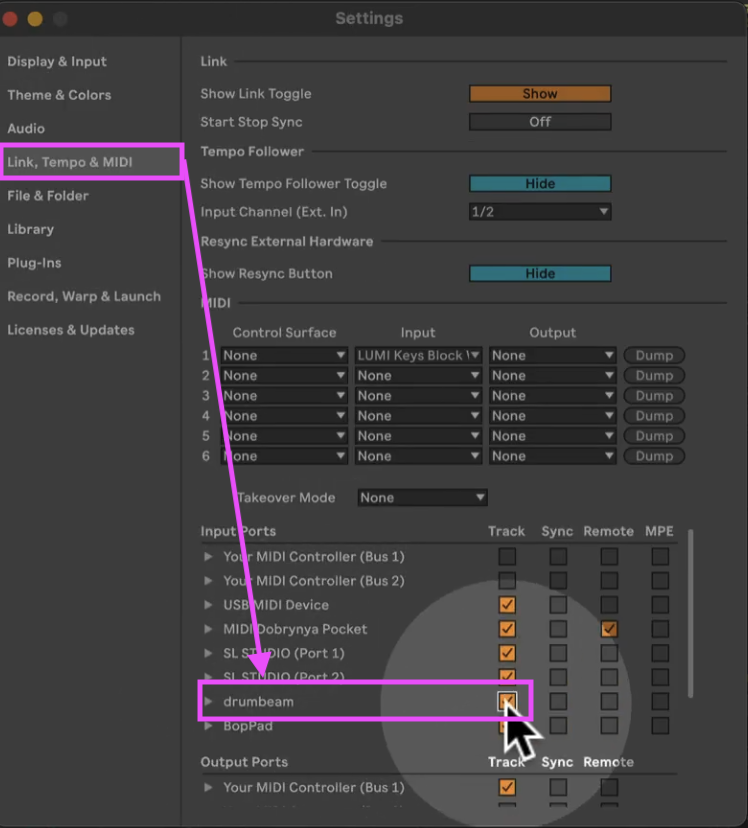 Advanced drumbeam expression in Ableton