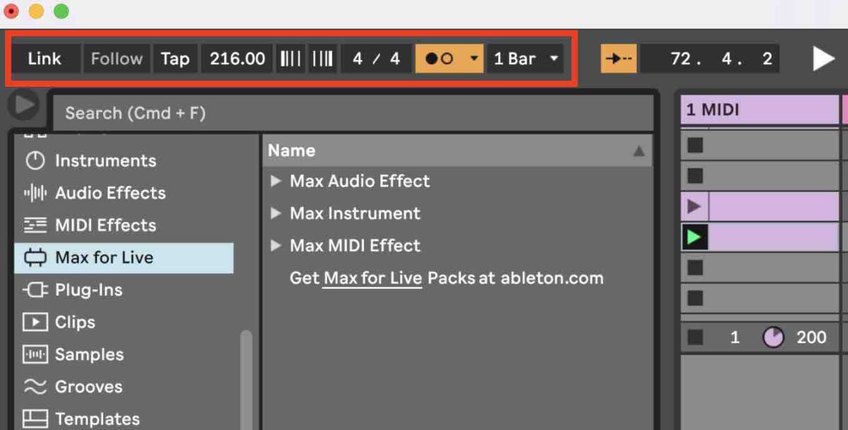 Change Tempo in Ableton Live Session View