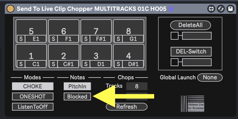 How to block and pass through MIDI notes in Ableton.