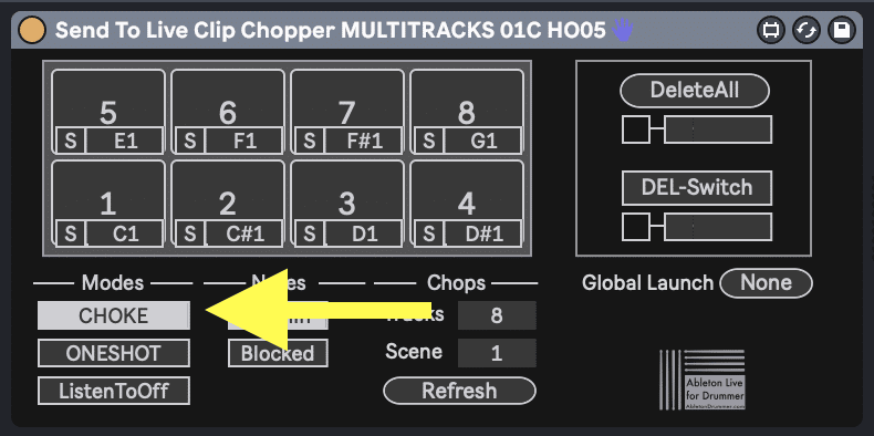 How to choke recorded samples when re-triggering in Ableton Live.