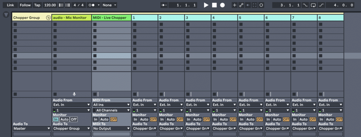 How to set up track in Ableton Live for record and re-trigger behaviour.