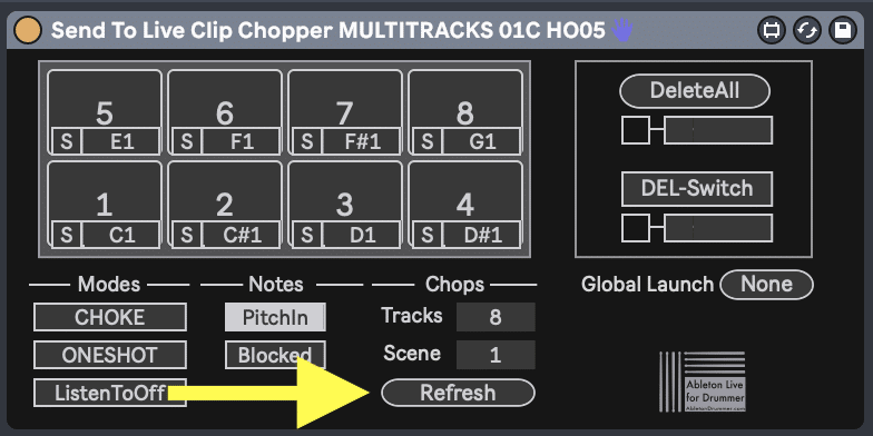 How to read and refresh tracks for recording and re-triggering audio on multiple tracks in Ableton Live.