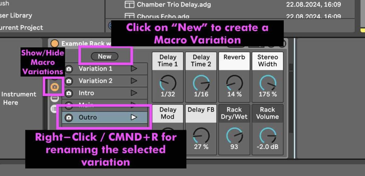 How to set up and control Macro Variations in Ableton Live