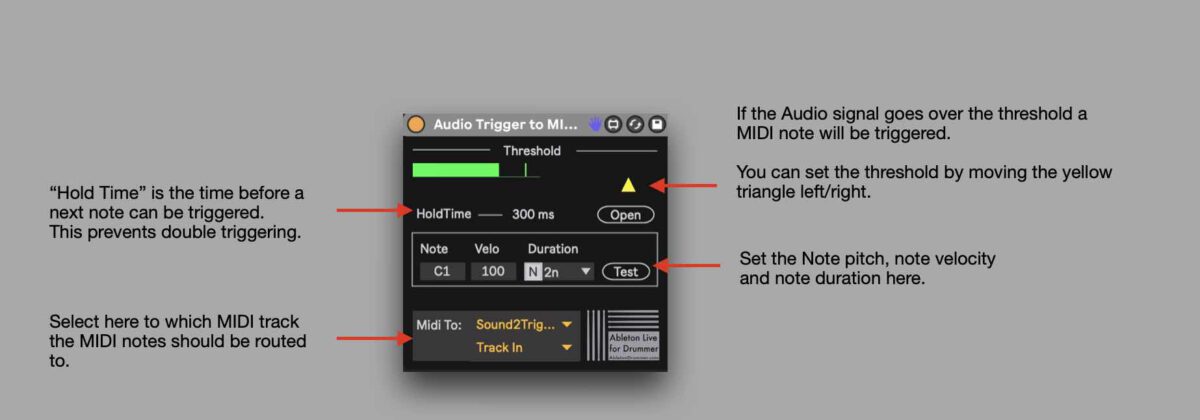 set right hold time for drum triggers in Ableton Live