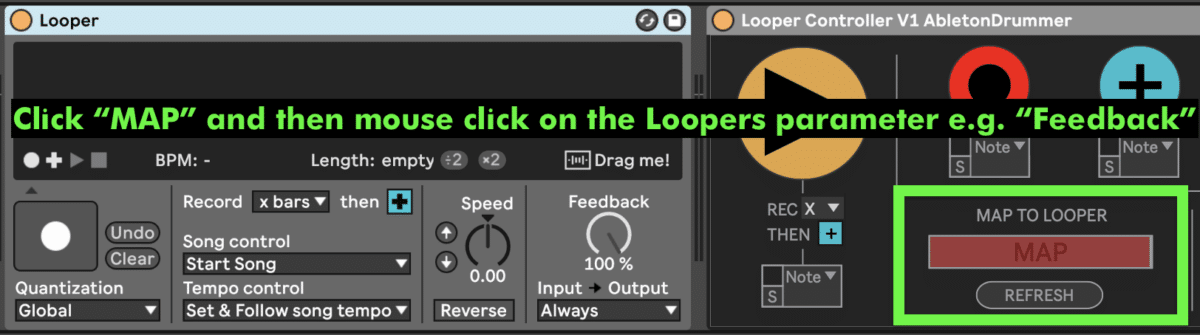Ableton Looper Controller Mapping to Ableton Looper