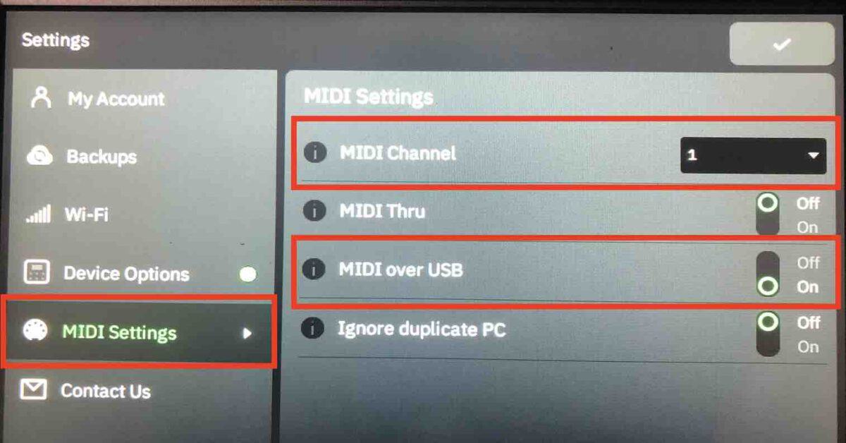 Quad Cortex with Ableton MIDI settings