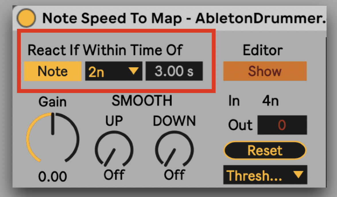 note speed to control parameters Ableton setting the react time