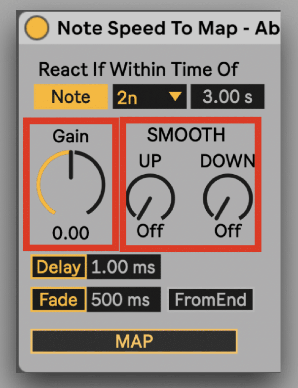 set gain and smooth for note speed to control parameter