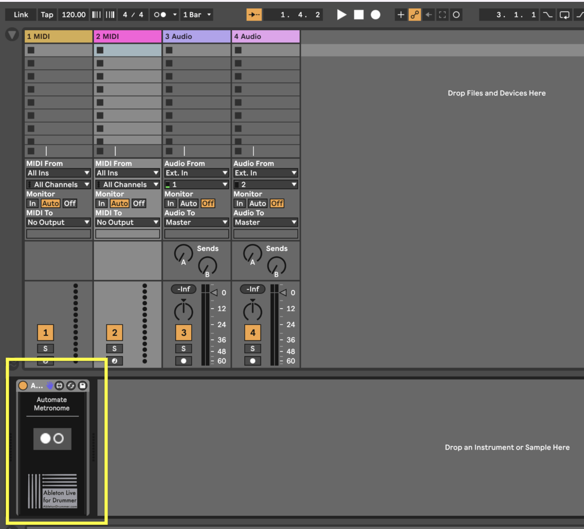 Automate Metronome in Ableton Max for Live device.