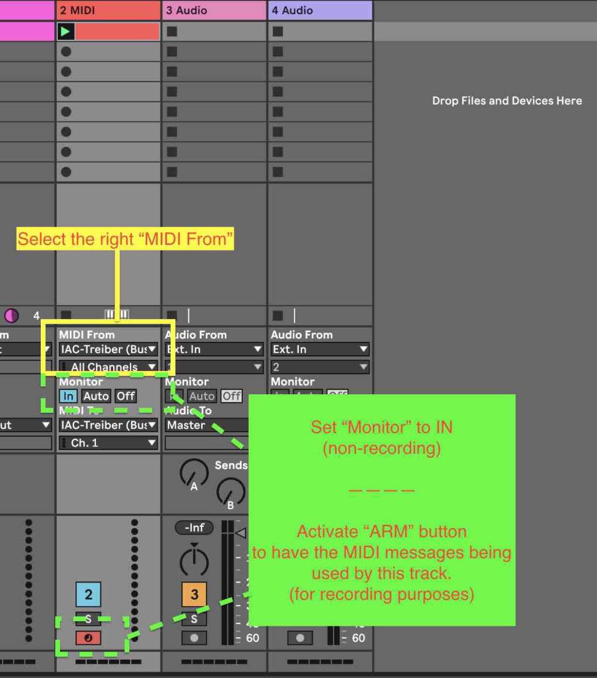 How to activate MIDI recording in Ableton Live.