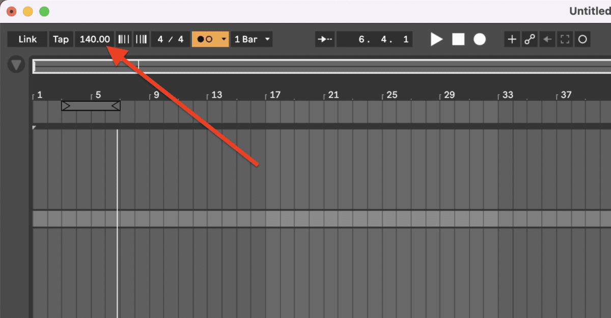 Select and change BPM in Ableton Live.