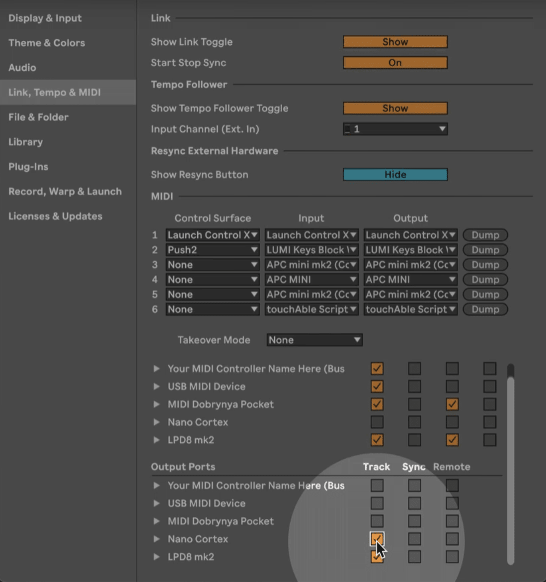 Ableton Live MIDI Settings