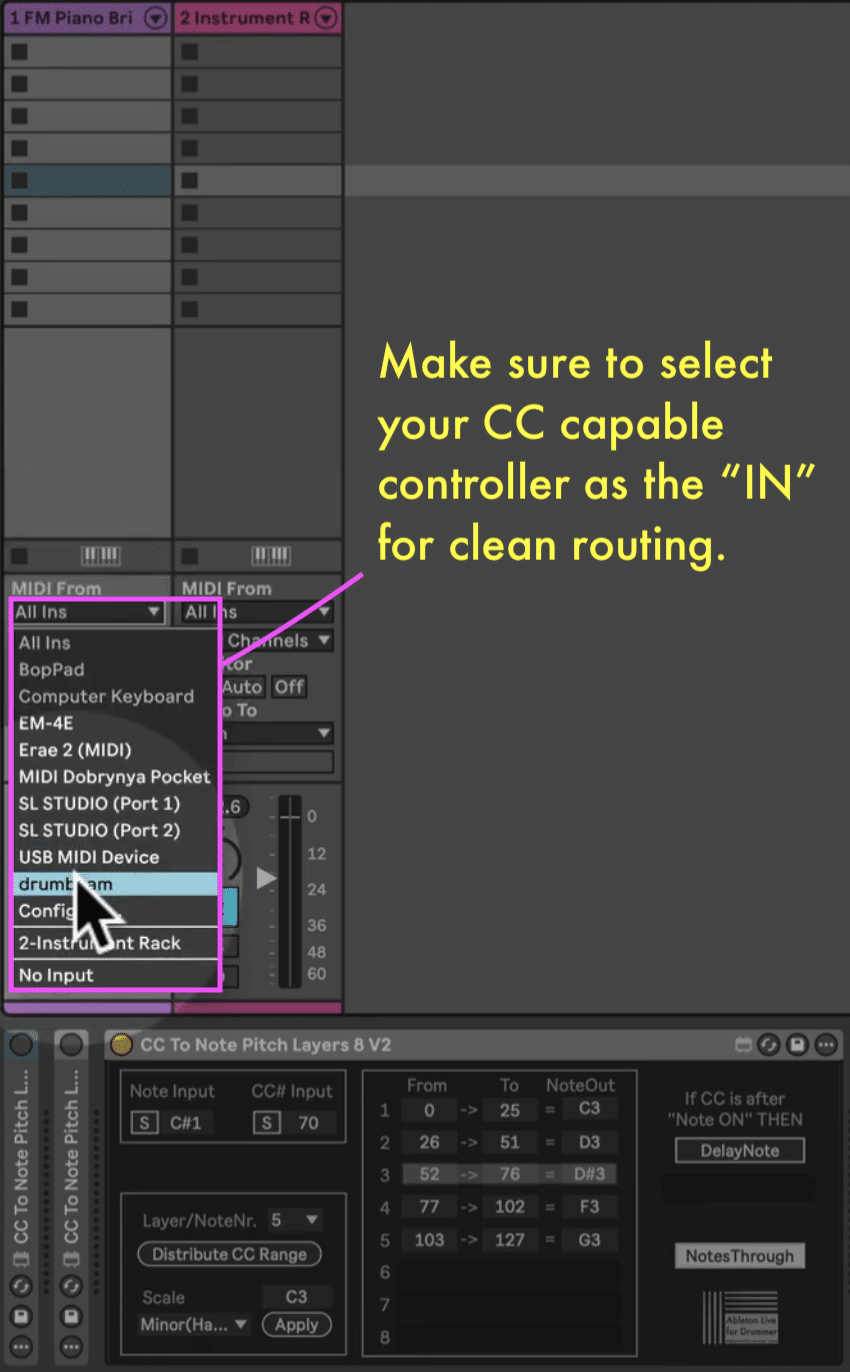 How to Change Note Pitch via CC in Ableton Live – ABLETON DRUMMER