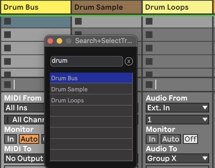 search specific tracks in Ableton Live via Text