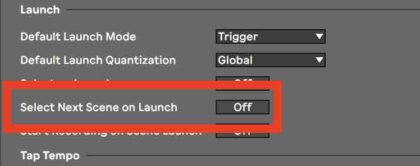 Selecting the right scene in Ableton Live