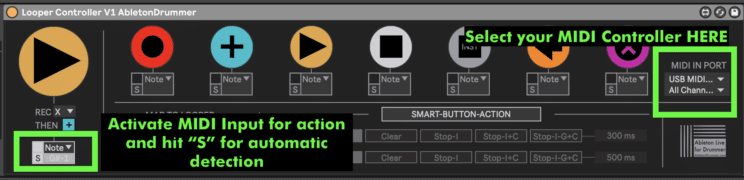 Set top MIDI Controller to the Ableton Looper Controller