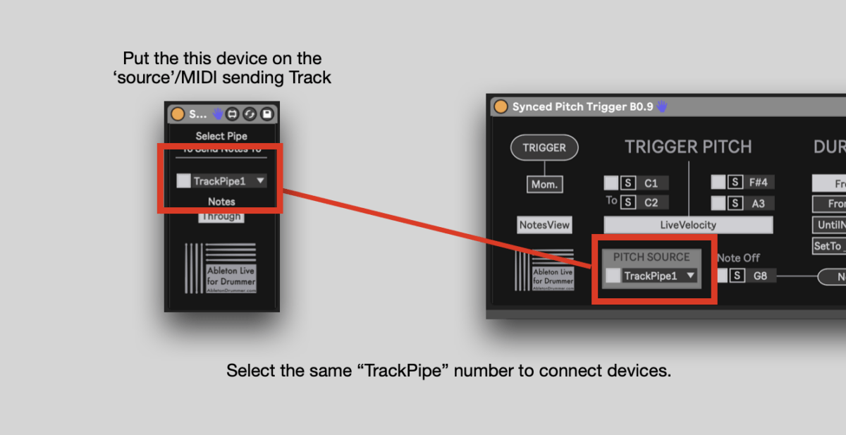sync midi from source via Track Pipes virtual MIDI connections
