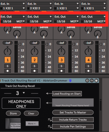 Track output menu in Ableton Live