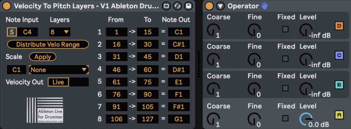 Set MIDI note Pitches via velocity control.