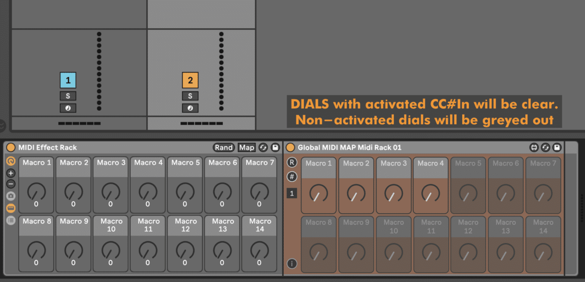 Active listening dials for MIDI CC in Ableton Live.