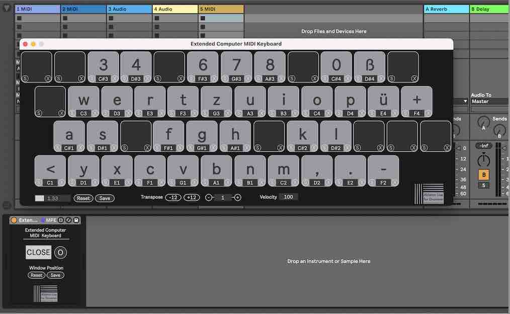set up custom MIDI computer keys for Ableton Live