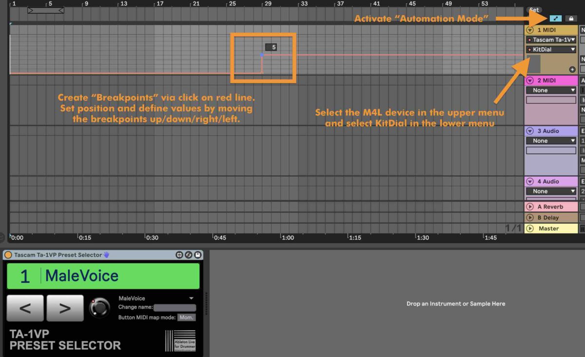 automate preset change of TA-1VP via Ableton Live 