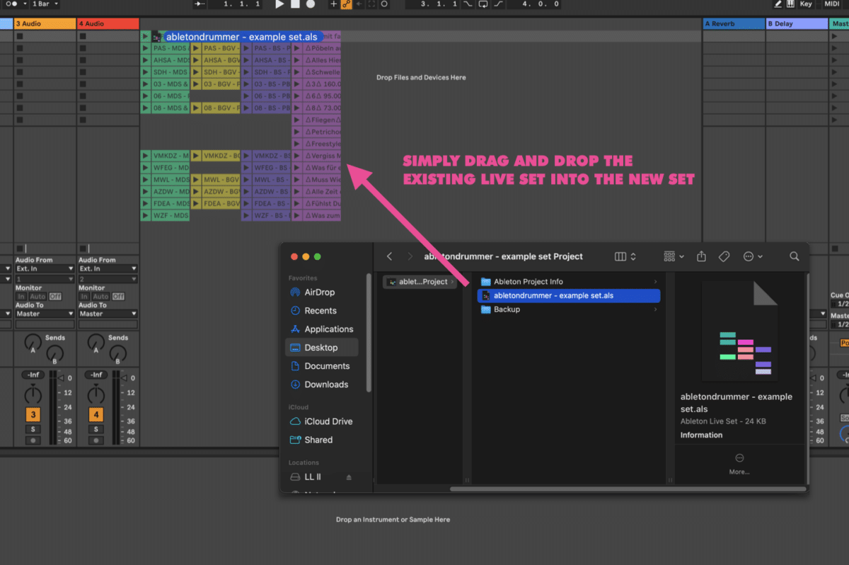 How to merge Ableton Sets