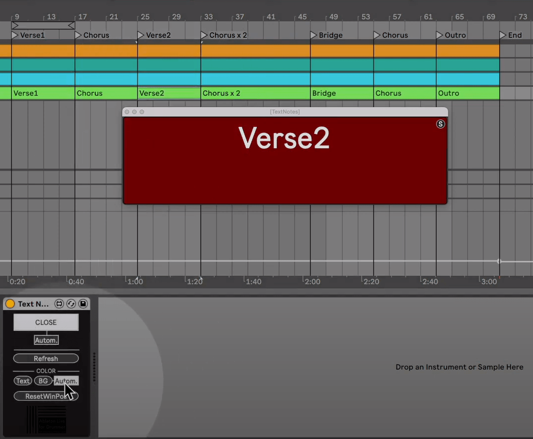 big display of guide clips names in Ableton Live