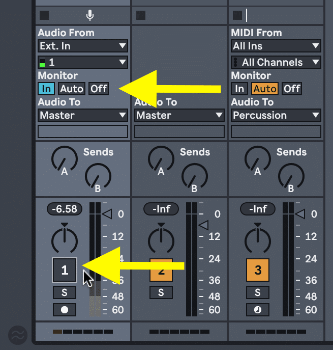 Set monitor on Track in Ableton
