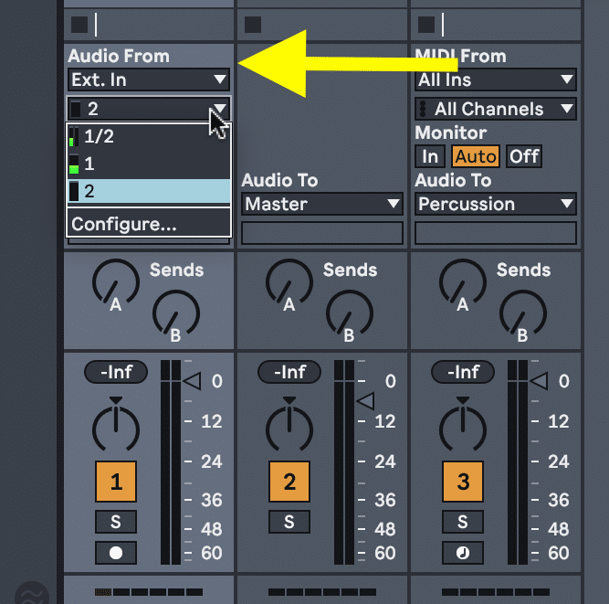 Route Audio source into Ableton Live.