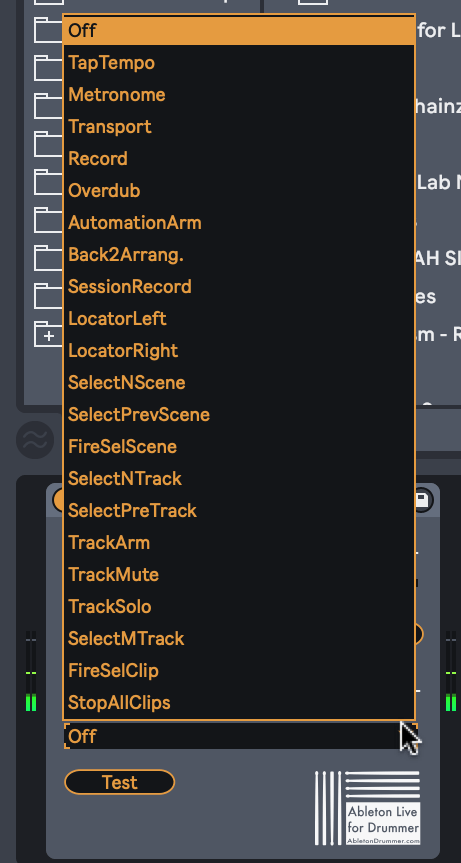 trigger actions in ableton via drums